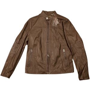 NWT Michael Kors Brown Leather Jacket/Coat Men’s Small